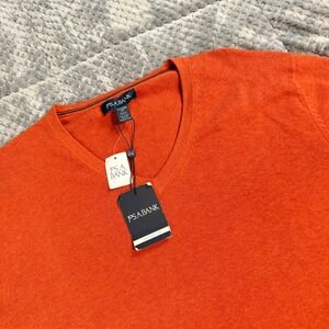 Jos. A. Bank Mens XXL Orange Pima Cotton V-Neck Tailored Fit Sweater NWT